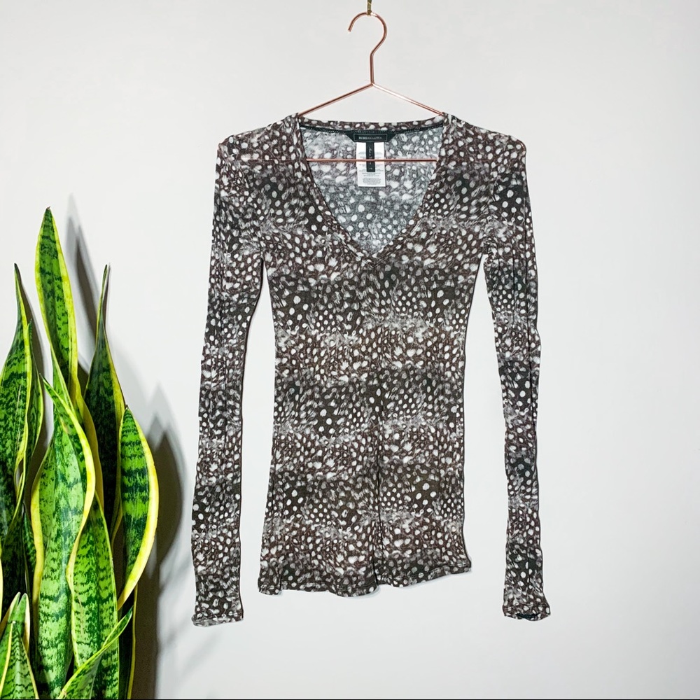 BCBGMAXAZRIA Jan V-Neck Printed Long Sleeve